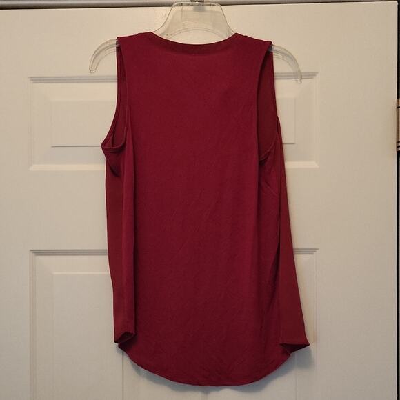 LOFT Red Sleeveless Tank Top V-Neck Blouse Size S - Picture 8 of 14